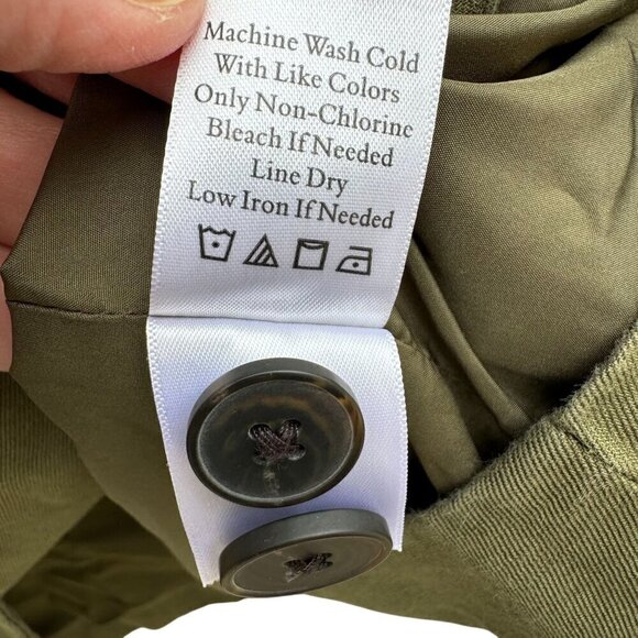 Coldwater Creek Olive Green Womens Army Military Mandarin Collar Linen Jacket 18 - Picture 10 of 11